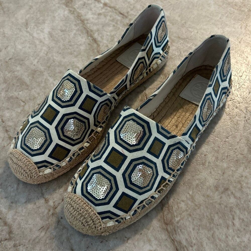 Tory Burch Sequined Espadrilles Size 7 NWOT - Picture 5 of 9